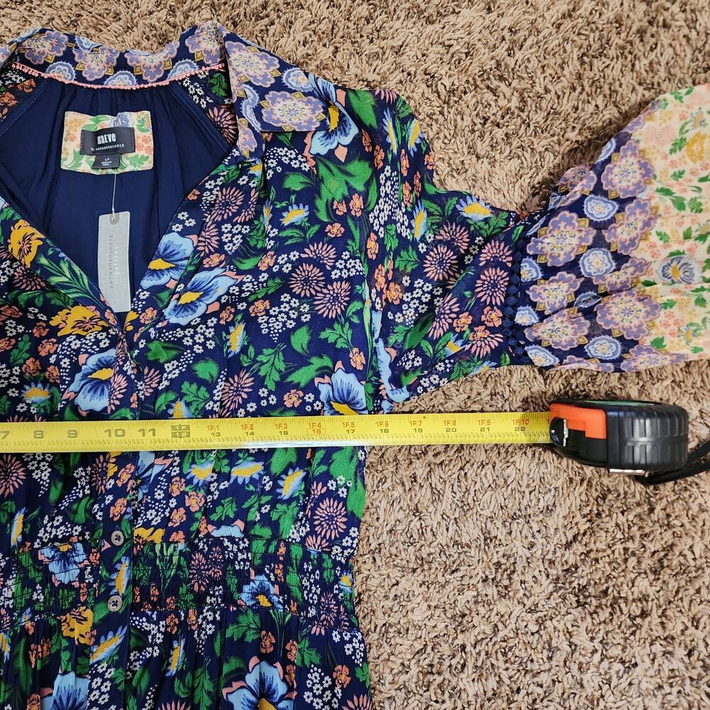 Anthropologie Floral Print Long Sleeve Elastic Waist Maxi Dress Large Petite NWT - Picture 14 of 14